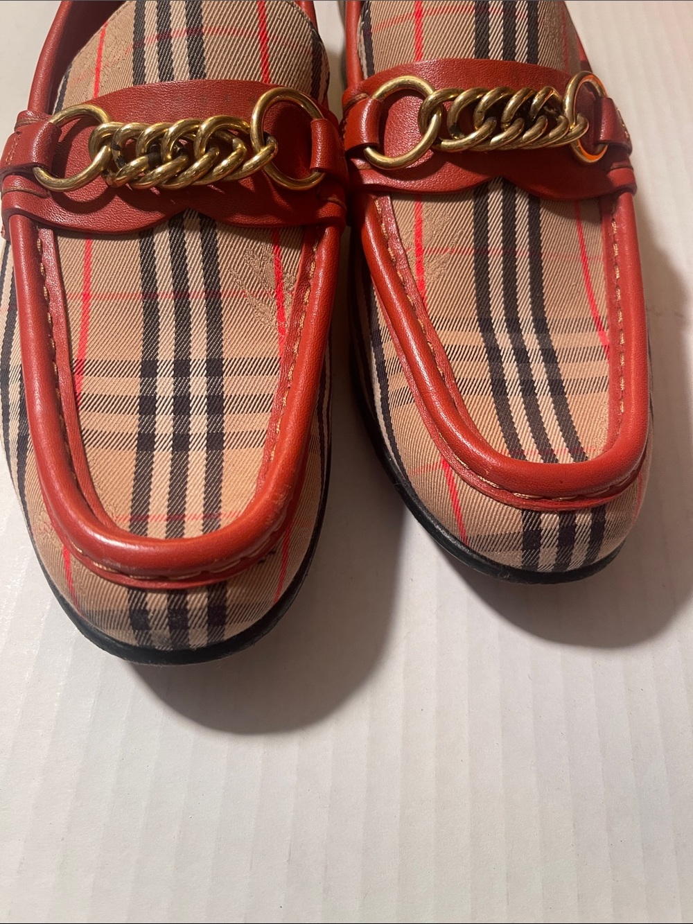 Burberry Plaid Chain-Trim Women's Loafers size 37 - Picture 4 of 7